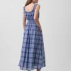 Vestito lungo in voile a quadri con vita smockata
