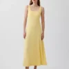 Vestito lungo moderno a scollo quadrato a costine