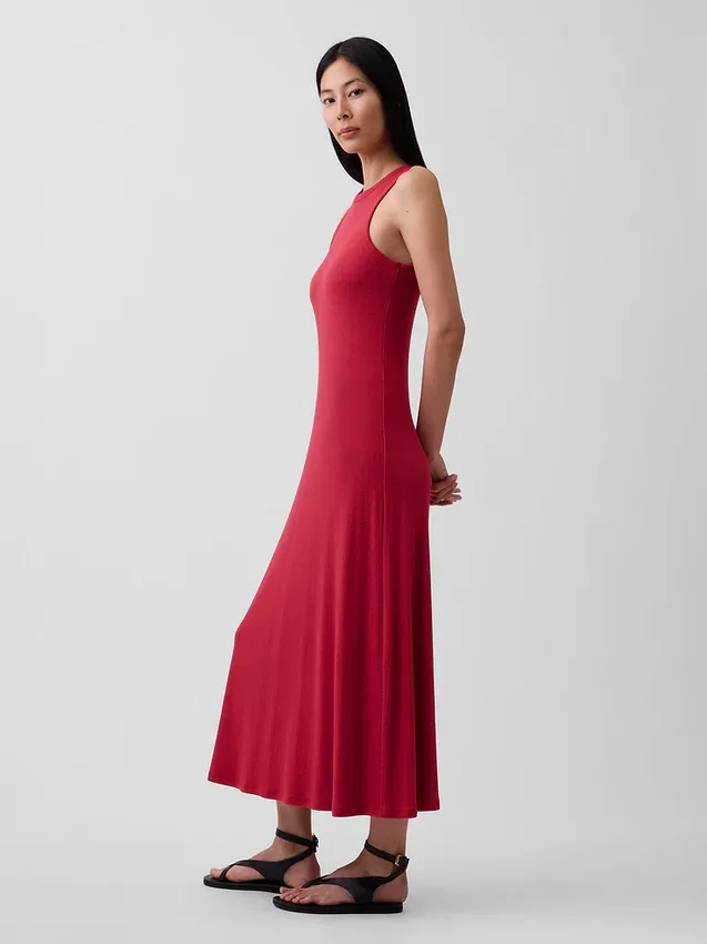 Vestito lungo moderno con reggiseno integrato a costine