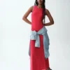 Vestito lungo moderno con reggiseno integrato a costine