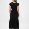 Vestito lungo moderno con volant in tessuto misto