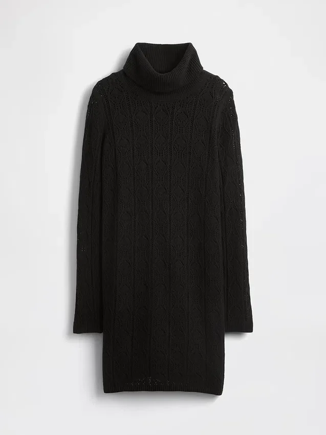 Vestito maglione a collo alto CashSoft Pointelle