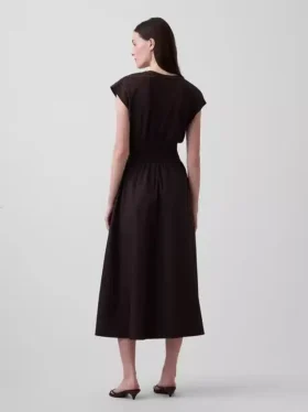 Vestito midi a vita bassa in tessuti misti