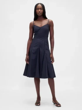 Vestito midi con scollo a V e cuciture