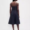 Vestito midi con scollo a V e cuciture