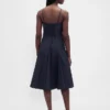 Vestito midi con scollo a V e cuciture