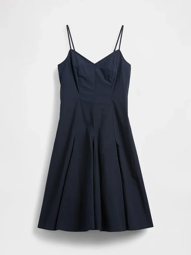 Vestito midi con scollo a V e cuciture
