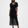 Vestito midi con scollo a V in pizzo