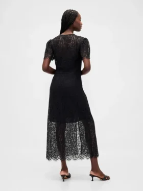 Vestito midi con scollo a V in pizzo