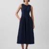 Vestito midi in denim a vita bassa