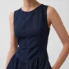 Vestito midi in denim a vita bassa