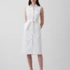 Vestito midi in denim con cintura da annodare