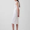 Vestito midi in denim con cintura da annodare
