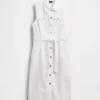 Vestito midi in denim con cintura da annodare