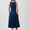 Vestito midi in denim con cuciture e zip frontale