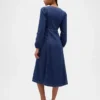 Vestito midi in denim con scollo a cuore