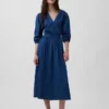 Vestito midi in denim con vita a pezzi