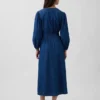 Vestito midi in denim con vita a pezzi