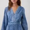 Vestito midi in denim con vita a pezzi