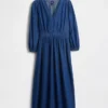 Vestito midi in denim con vita a pezzi
