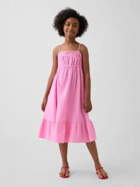 Vestito midi in garza di cotone per bambina