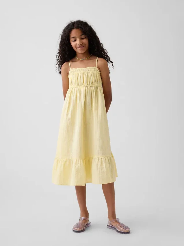Vestito midi in garza di cotone per bambina