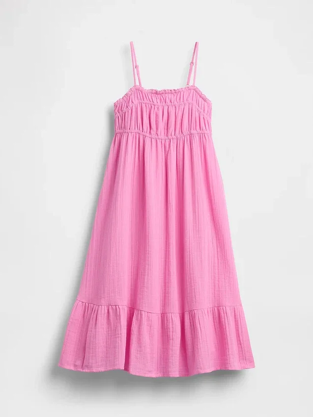 Vestito midi in garza di cotone per bambina