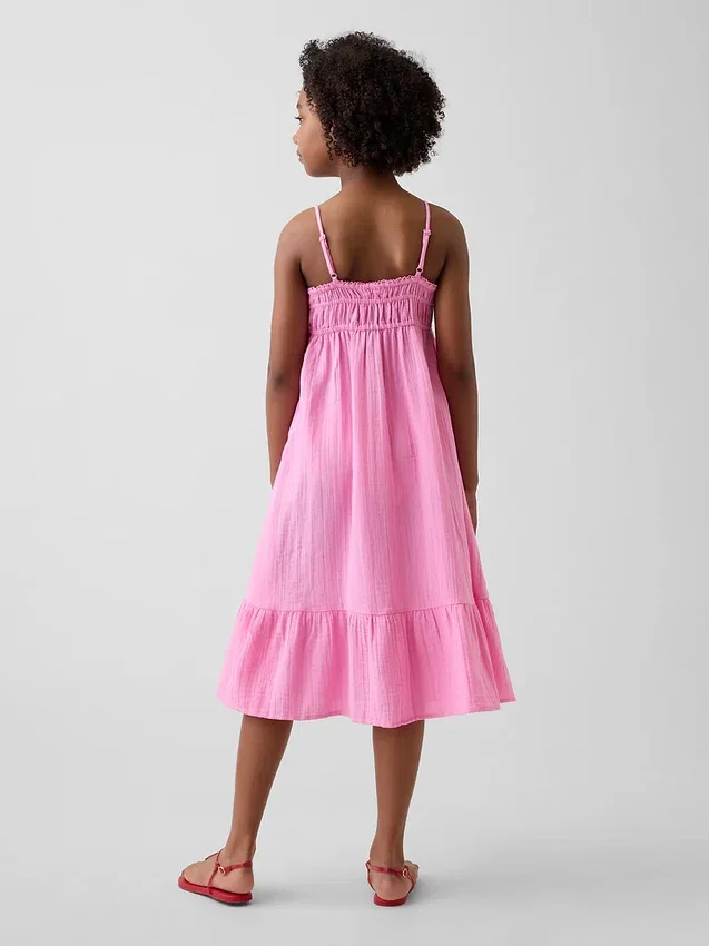 Vestito midi in garza di cotone per bambina