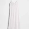Vestito midi ricamato in misto lino