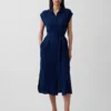Vestito midi utility in denim con cintura da annodare