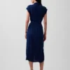 Vestito midi utility in denim con cintura da annodare