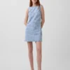Vestito mini a tubino in denim a quadri