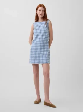 Vestito mini a tubino in denim a quadri