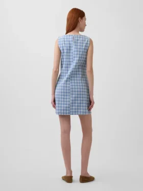 Vestito mini a tubino in denim a quadri