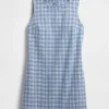 Vestito mini a tubino in denim a quadri