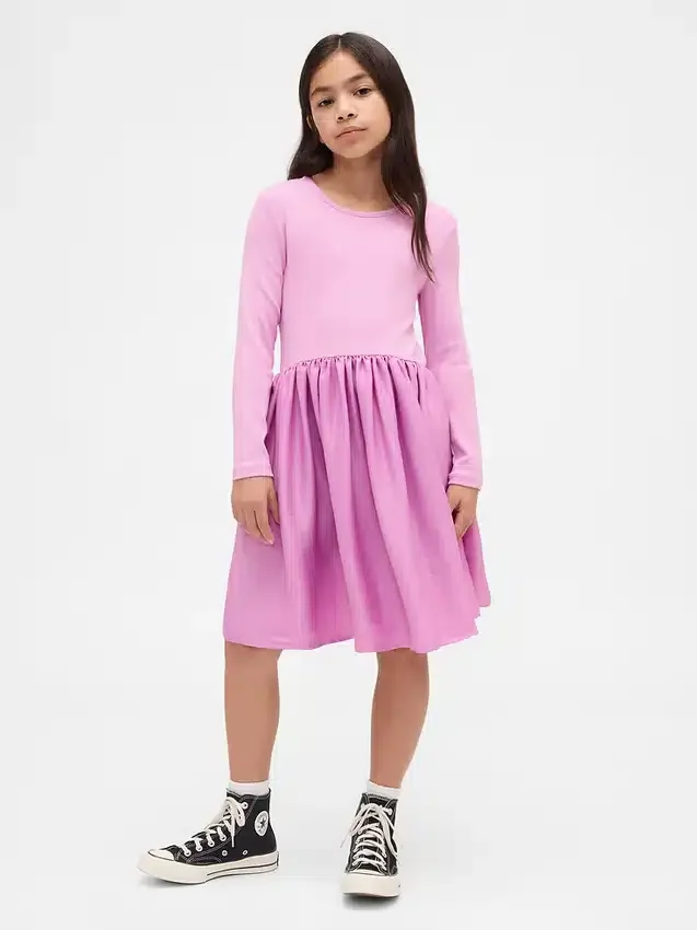 Vestito moderno per bambina in tessuto misto