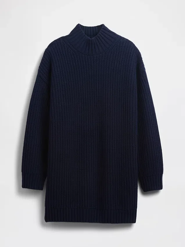 Vestito oversize a maglione con collo alto