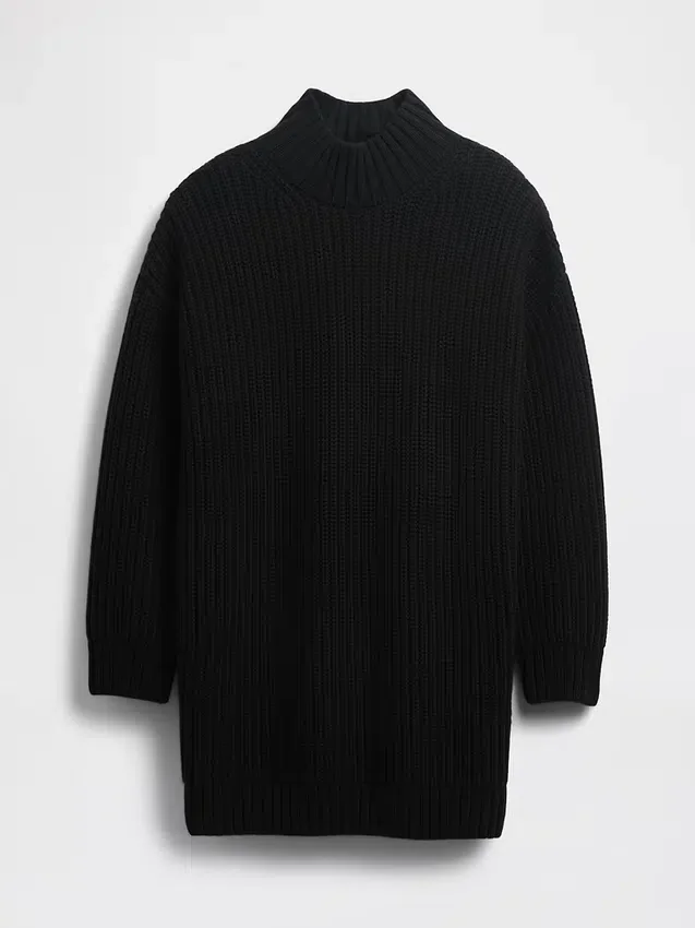 Vestito oversize a maglione con collo alto