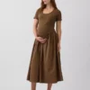Vestito premaman a vita bassa in tessuto misto