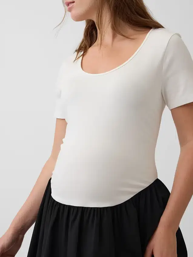 Vestito premaman a vita bassa in tessuto misto