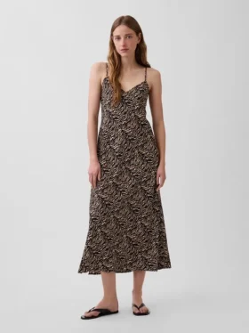 Vestito sottoveste midi con stampa zebrata