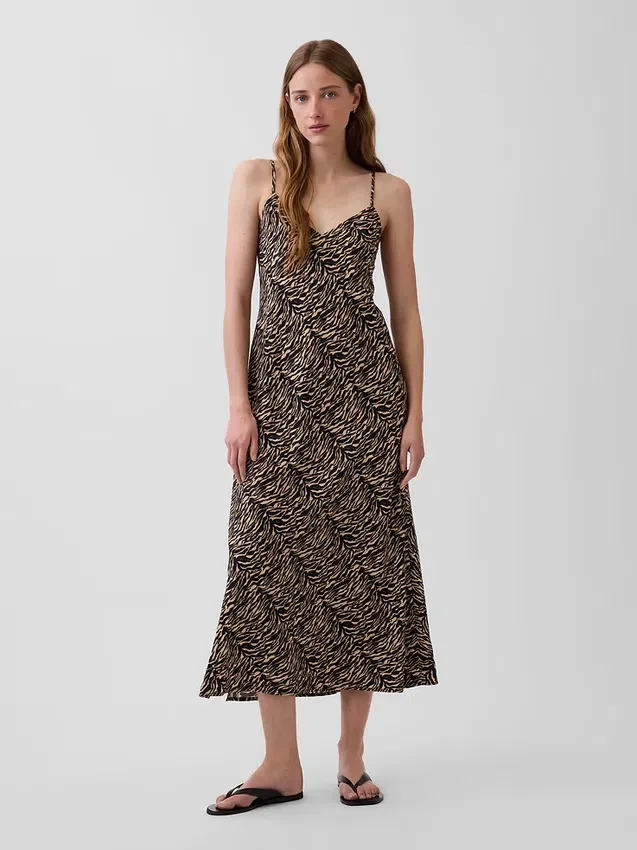 Vestito sottoveste midi con stampa zebrata