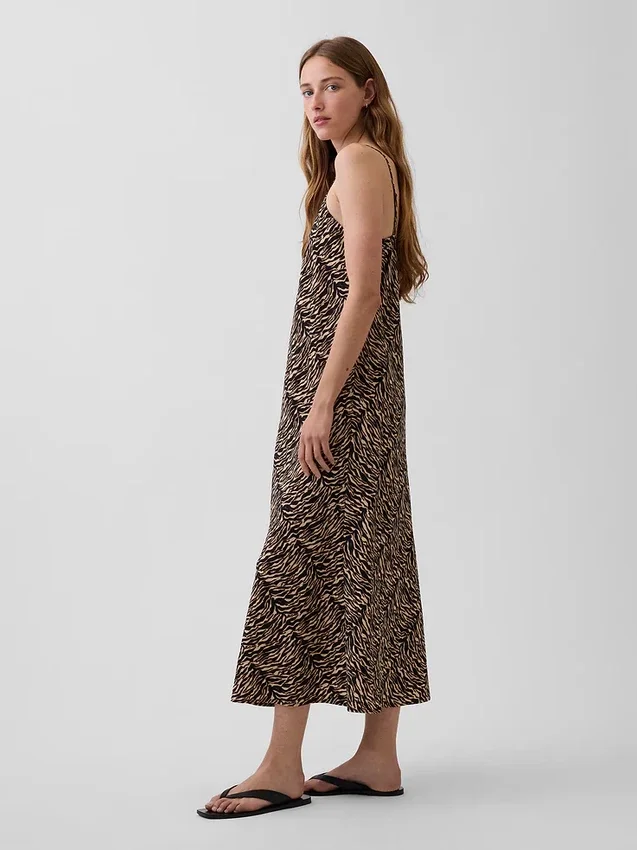 Vestito sottoveste midi con stampa zebrata