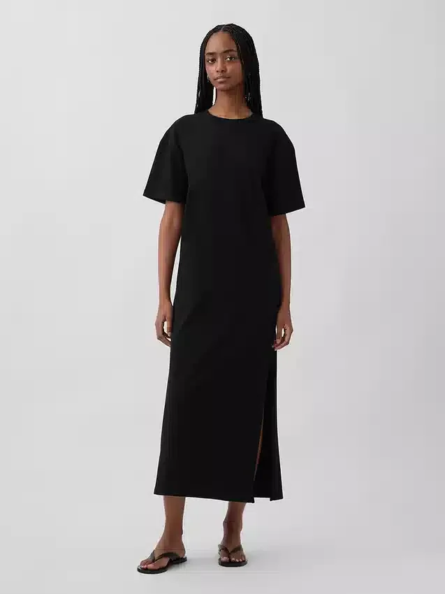 Vestito T-shirt maxi oversize in tessuto pesante