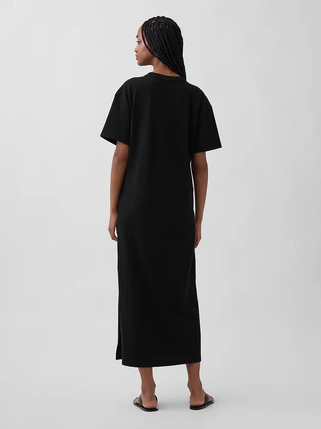 Vestito T-shirt maxi oversize in tessuto pesante
