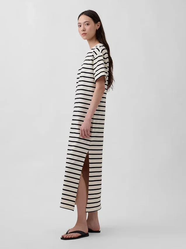 Vestito T-shirt maxi oversize in tessuto pesante