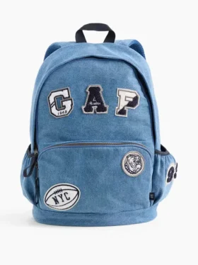 Zaino in denim per bambini con toppe con logo