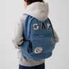 Zaino in denim per bambini con toppe con logo