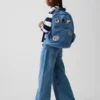 Zaino in denim per bambini con toppe con logo