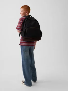 Zaino per bambini in denim e velluto a coste